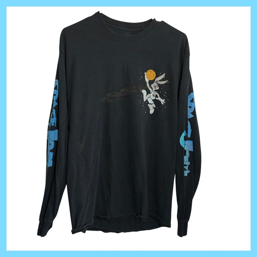 Space Jam Tune Squad Long Sleeve Shirt Mens Medium Black Looney Tunes Bugs Bunny